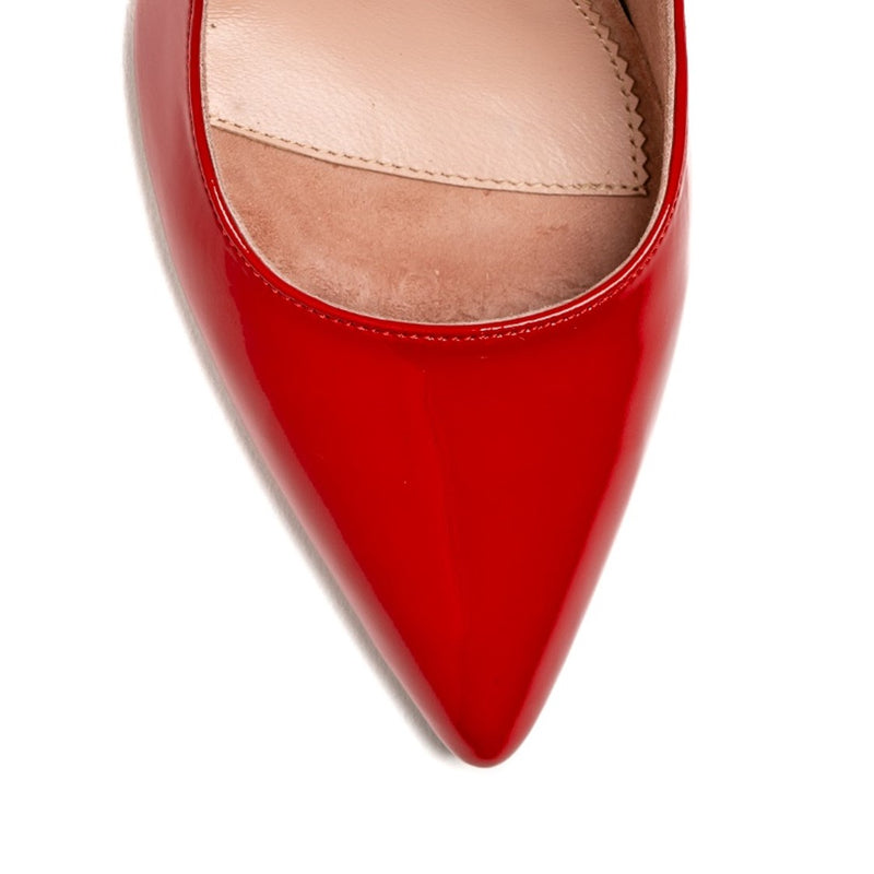 Red Patent Leather Ankle Strap Pump
