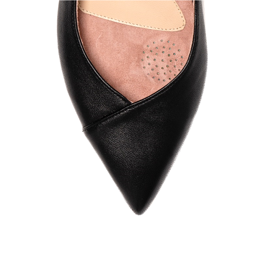 Black leather pointed flats shop