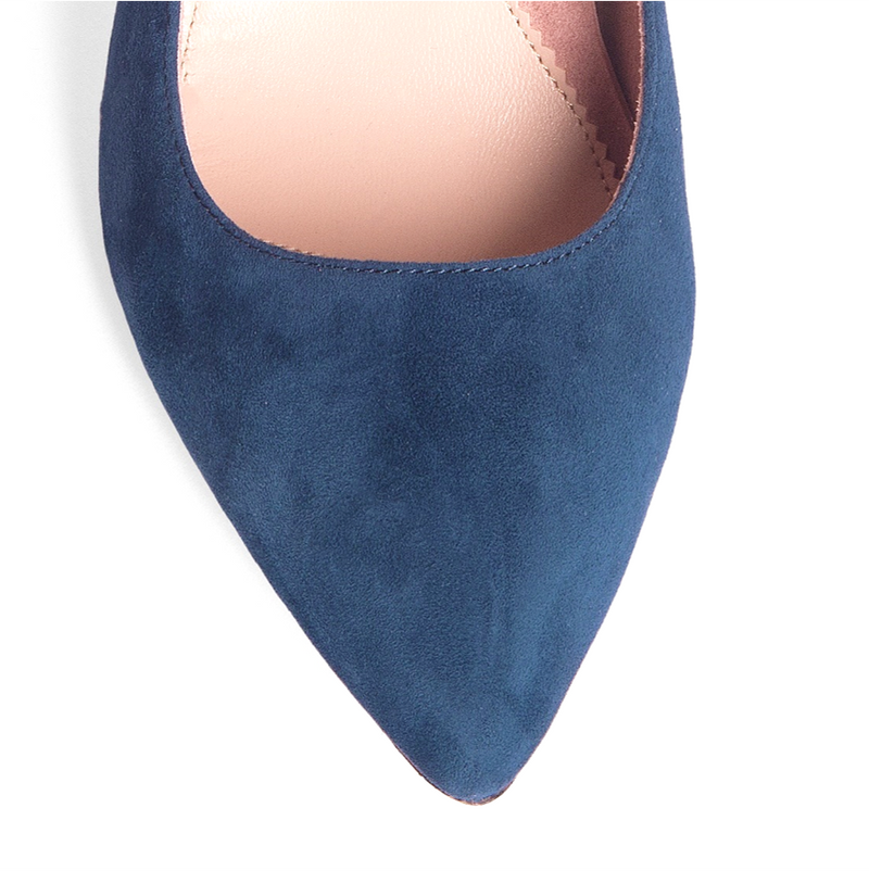 Noble Navy Suede Ankle Strap Pump