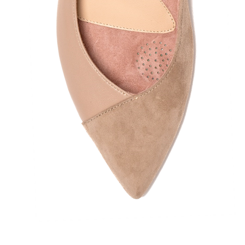 Tenacious Tan Suede / Bossy Beige Leather Flat - Comfortable Flats - Ally Shoes