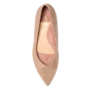 Tenacious Tan Suede / Bossy Beige Leather Flat - Comfortable Flats - Ally Shoes