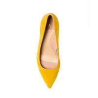 Sassy Saffron Suede Kitten Heel