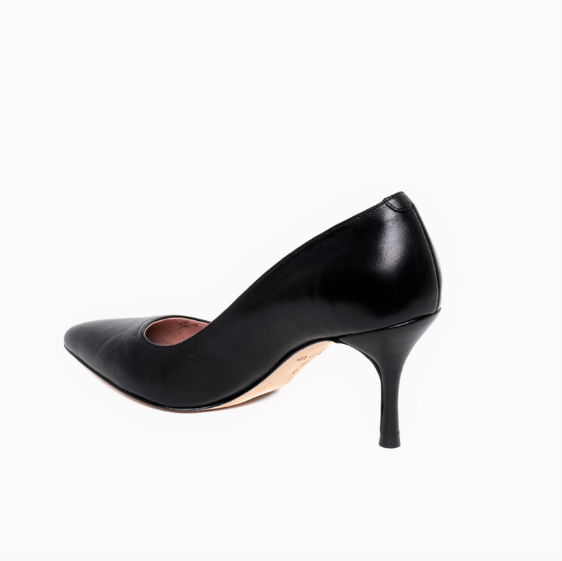 Black Leather Pump - Comfortable Heels - Ally Shoes