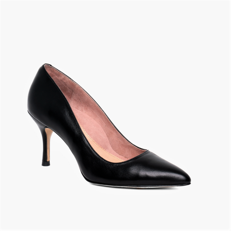 Black Leather Pump - Comfortable Heels - Ally Shoes